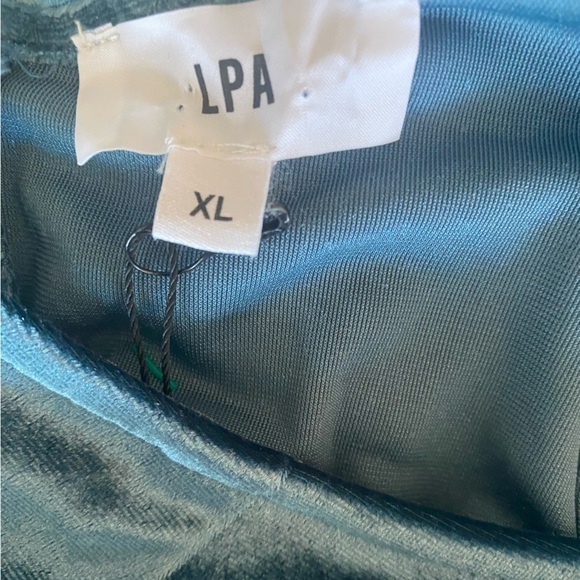 Revolve LPA Dress Mini Cocktail Blue Size XL Velvet Backless Puff Sleeve - Picture 10 of 11